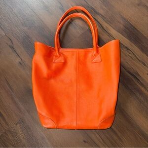 Crate&Barrel Orange Leather Tote Bag